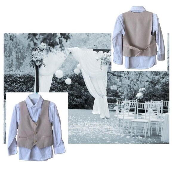 Boys Size 4 Collared Shirt & Waistcoat Vest - Picture 1 of 13